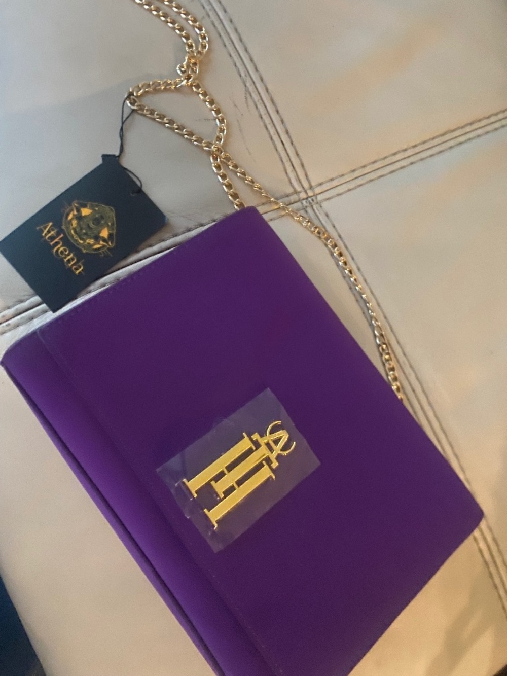 Purple Athena Crossbody Bag with Gold Chain